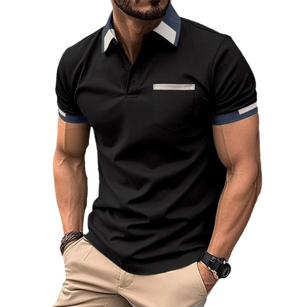 Men's Colorblock Lapel Short Sleeve Casual Polo Shirt 88141700Z
