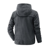 Men's Casual Fleece Warm Patchwork Loose Zip Hooded Jacket 05147054M