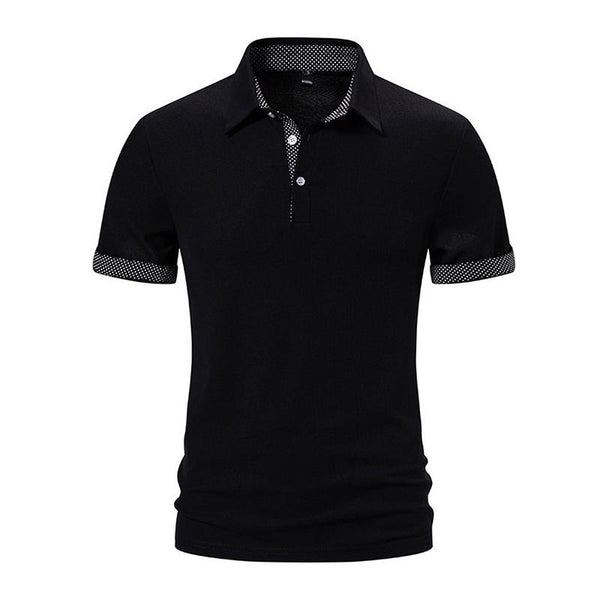Men's Dot Stitching Lapel Short Sleeve Casual Polo Shirt 54941021Z