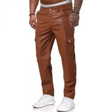 Men's Casual Solid Color Straight PU Leather Pants 18895970Y