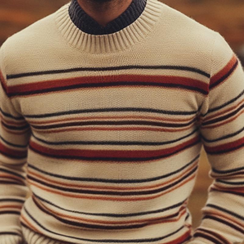 Men's Crew Neck Striped Sweater 94080449F