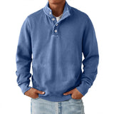 Men's Solid Color Buttons Stand Collar Long Sleeve Sweatshirt 16820752Z