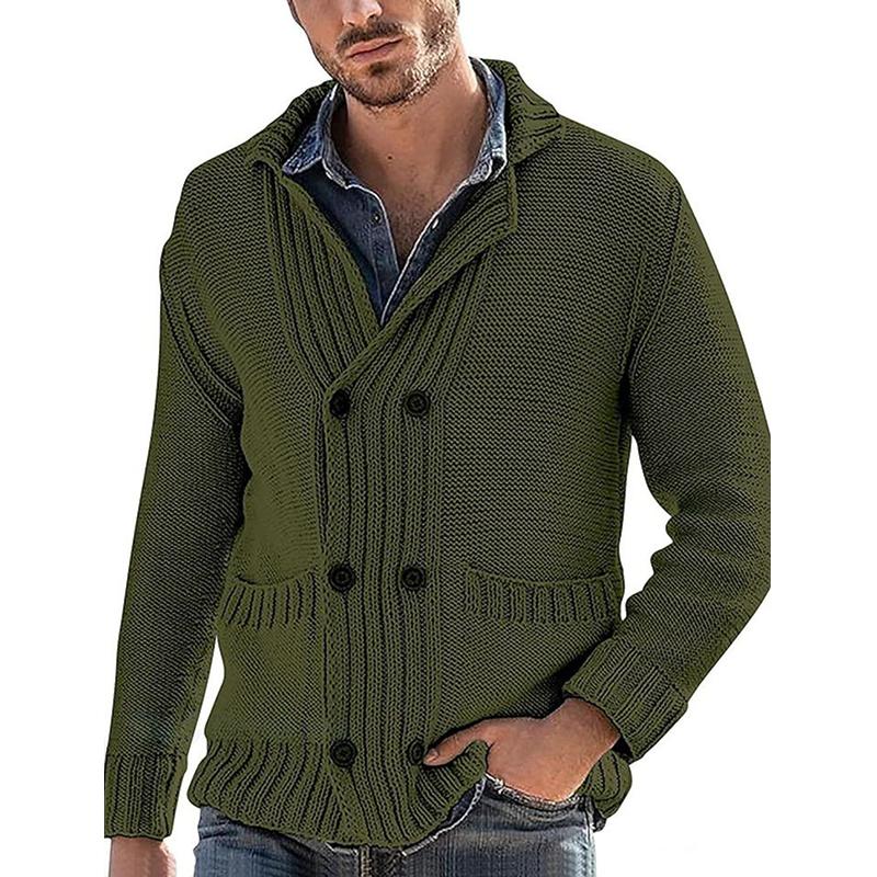 Men's Solid Double Breasted Pockets Knit Casual Cardigan 17917031Z