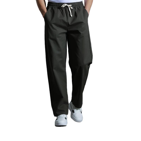 Men's Solid Cotton Elastic Waist Straight Casual Pants 79952606Z