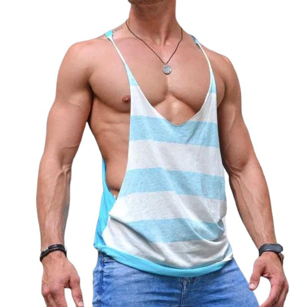 Men's Striped Sexy U-Neck Sleeveless Sports Tank Top 49046687Y