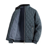 Men's Casual Stand-up Collar Zipper Fleece Warm Quilted Baseball Jacket 57998235M