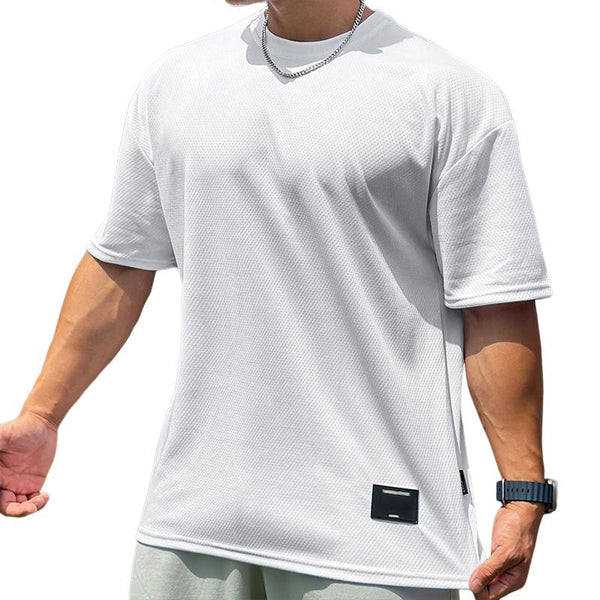 Men's Solid Color Round Neck Short Sleeve Casual Sports T-Shirt 87450795Z