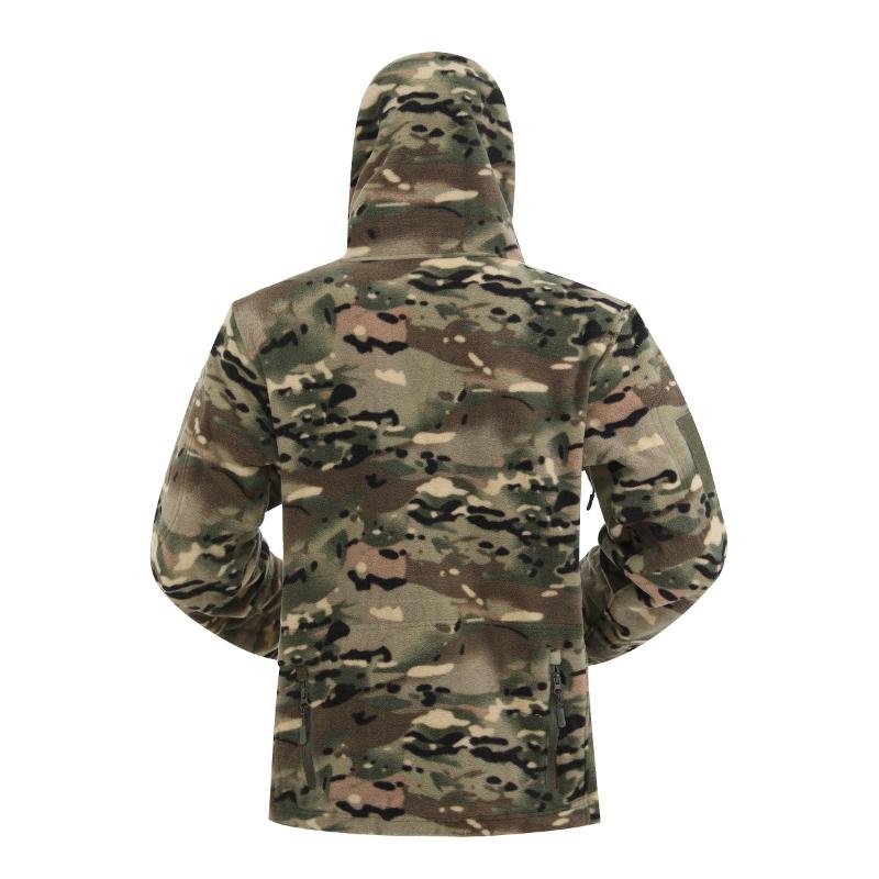 Men's Hooded Outdoor Warm Camouflage Fleece Jacket 30314655F