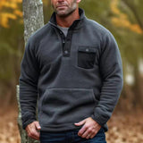 Men's Casual Stand Collar Polar Fleece Kangaroo Pocket Long Sleeve Sweatshirt 03464248M