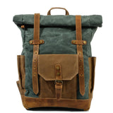 Men's Vintage Contrast Waterproof Canvas Multi-Pocket Backpack 05291124Y