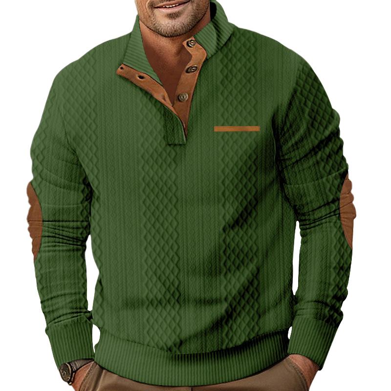 Men's Outdoor Jacquard Casual Stand Collar Long Sleeve Sweatshirt 50047325X