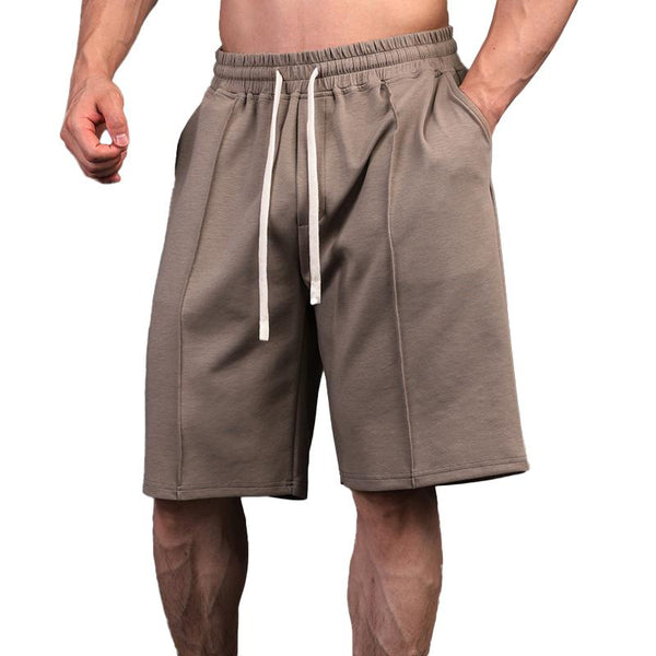 Men's Solid Color Cotton Straight Elastic Waist Sports Fitness Shorts 85545414Z