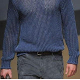 Men's Casual Fashionable Round Neck Long Sleeve Knitted Sweater 01869762K