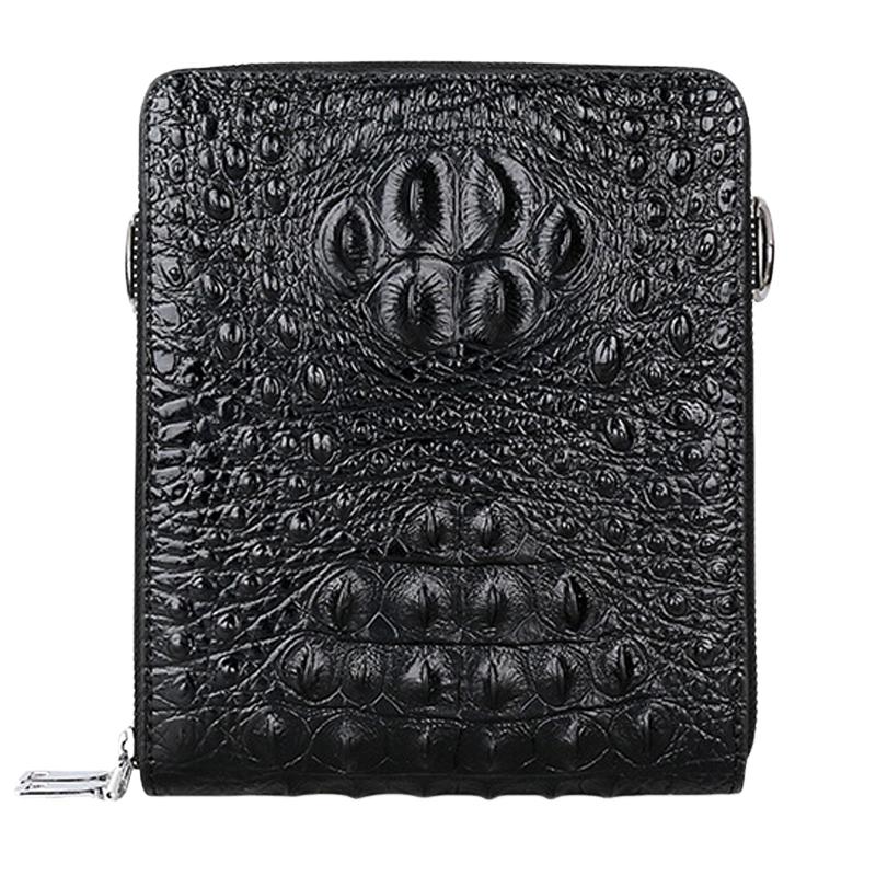 Men's Crocodile Pattern Large Capacity Shoulder Crossbody Leather Bag 70368673U