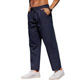 Men's Solid Color Cotton And Linen Loose Straight Casual Pants 09532429Z