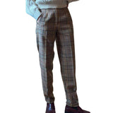 Men's Classic Retro Casual Pocket Houndstooth Suit Pants 11526359K