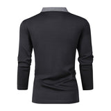 Men's Colorblock Lapel Long Sleeve Casual Polo Shirt 79922549Z