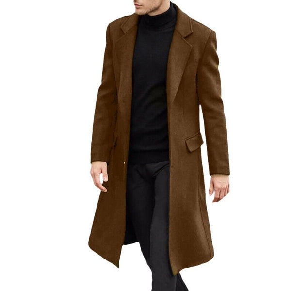 Men's Classic British StyleKnee-Length Woolen Coat 61839544K