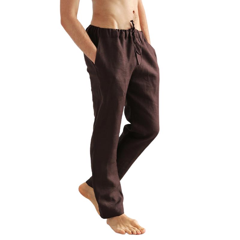 Men's Vacation Casual Elastic Cotton and Linen Pants 95043046X