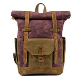 Men's Vintage Contrast Waterproof Canvas Multi-Pocket Backpack 05291124Y