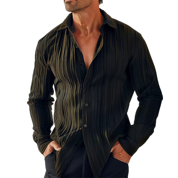 Men's Casual Irregular Textured Lapel Shirt 48194317TO