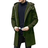 Men's Fashion Solid Color Hooded Zipper Mid-length Coat 10767079Z