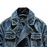 Men's Classic Casual Double Breasted Multi-Pocket Denim Jacket 86085077K