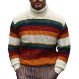 Men's Classic Turtleneck Pullover Striped Sweater 63406780F