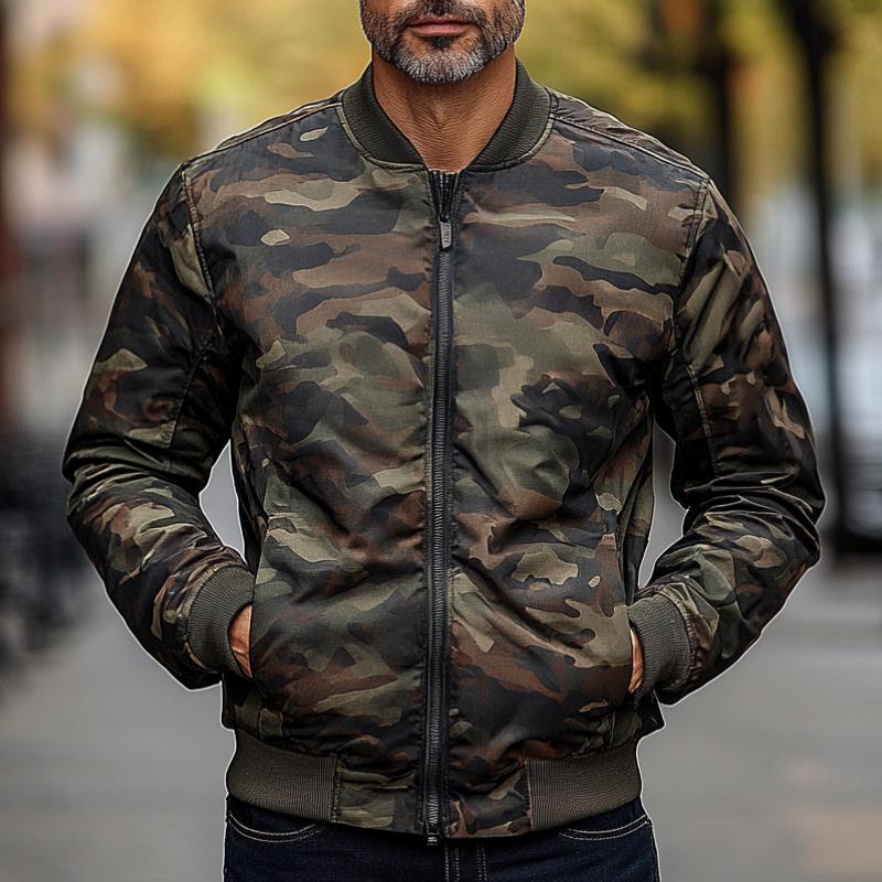 Men's Vintage Camouflage Baseball Jacket 77216065F