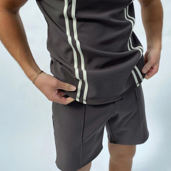 Men's Casual Solid Color Elastic Waist Sports Shorts 07361796M