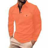 Men's Retro Casual Solid Color Small Checkered Long Sleeve T-shirt 93680118TO