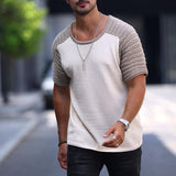 Men's Colorblock Knitted Crew Neck Short Sleeve Pullover 56951255Y