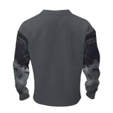 Men's Classic Casual 3D Printed Knitted Loose V-Neck Long Sleeve Sweatshirt Elastic Waist Sweatpants Set 31156534K