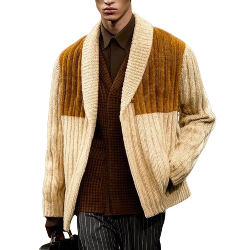 Men's Retro All-match Colorblock Knit Cardigan　23540678F