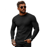 Men's Casual Waffle Collar Slim Fit Long Sleeve T-shirt 67704705M