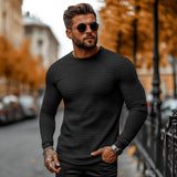 Men's Casual Waffle Collar Slim Fit Long Sleeve T-shirt 67704705M