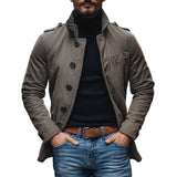 Men's Casual Cotton Lapel Single-Breasted Slim Fit Workwear Coat 96893711M