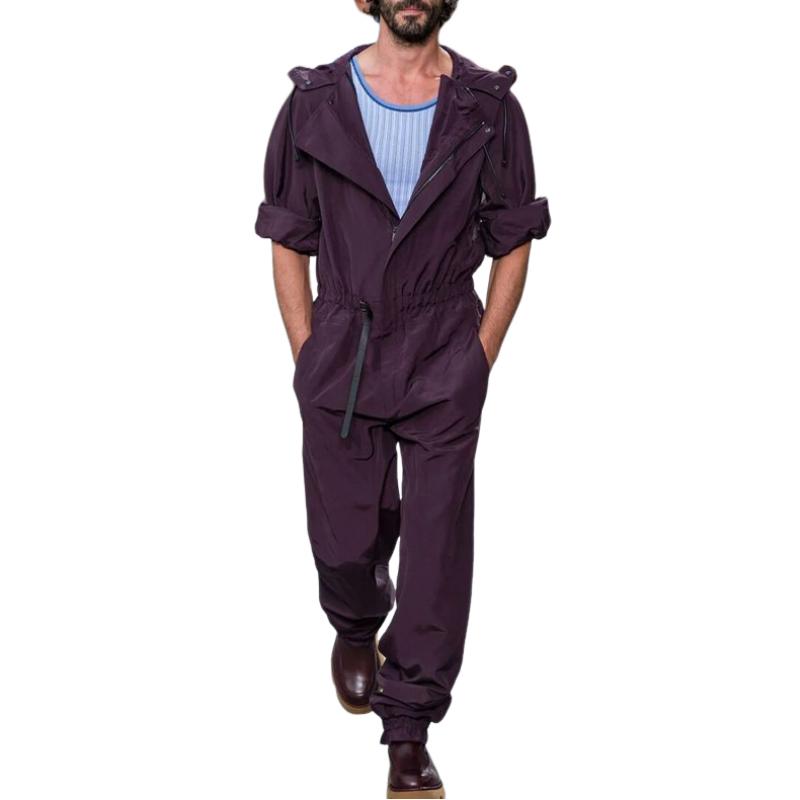 Men's Casual Fashionable Hooded Workwear Jumpsuit 33325540K