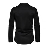 Men's Stylish Colorblock Stand Collar Slanted Placket Slim Fit Long Sleeve Shirt 05070160M