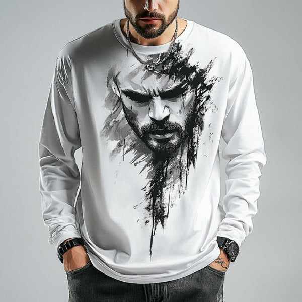 Men's Casual Printed Round Neck Long Sleeve T-Shirt 44797007K