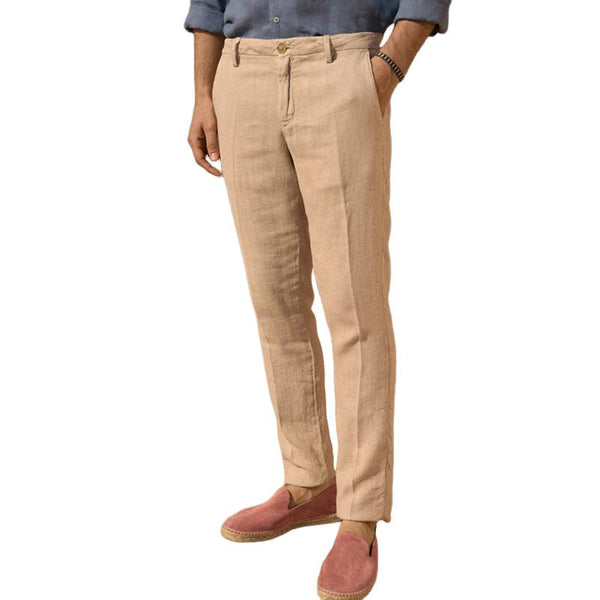 Men's Casual Solid Color Cotton Linen Blended Slim Fit Suit Pants 81498479M