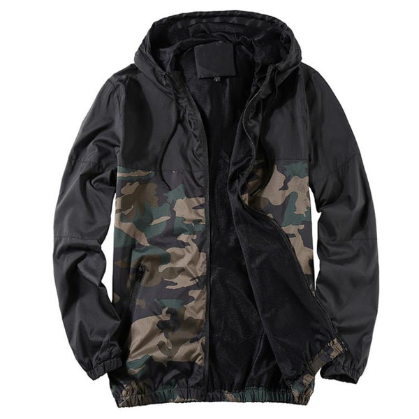 Men's Retro Casual Camouflage Outdoor Assault Colorblock Hooded Jacket 67584193TO