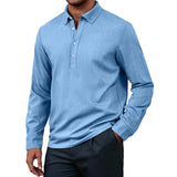 Men's Solid Color Cotton And Linen Lapel Long Sleeve Casual Shirt 78524030Z