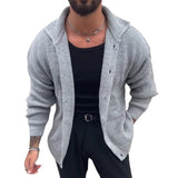 Men's Retro Casual Solid Color Lapel Sweater Cardigan 60861957TO