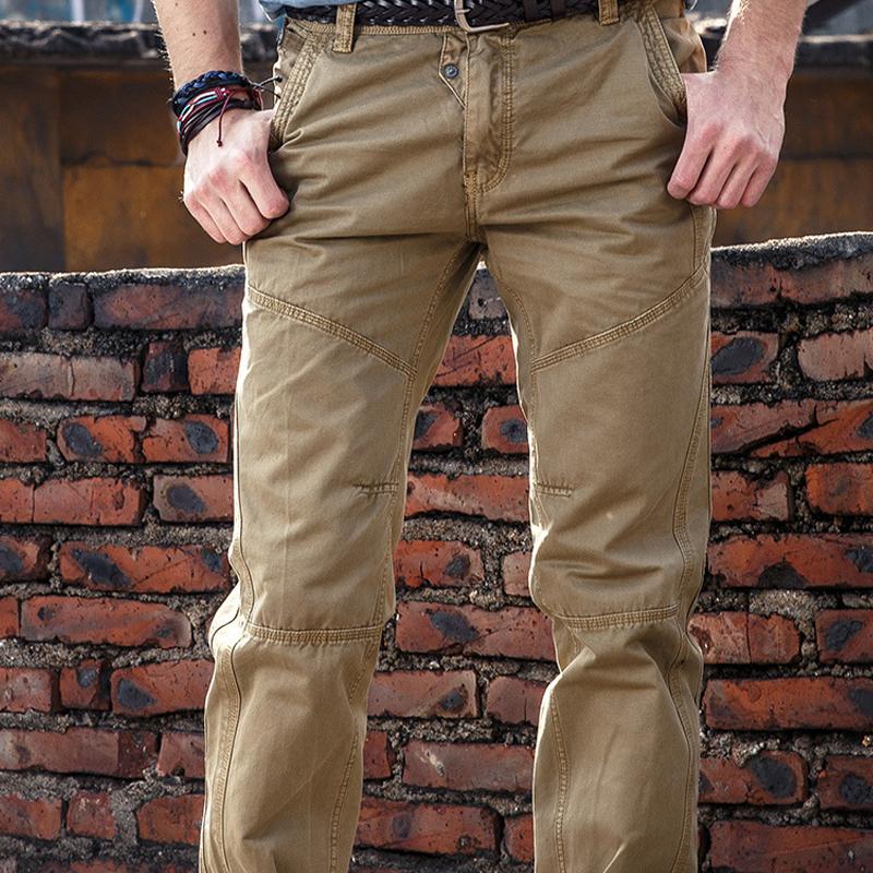 Pantalones cargo de algodón con costuras rectas y holgados de color liso para hombre 80913049Z