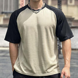 Men's Colorblock Round Neck Short Sleeve Casual Sports T-Shirt 99803376Z
