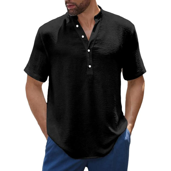 Men's Solid Henley Short Sleeve Shirt 95494679Y
