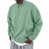 Men's Solid Color Stand Collar Kangaroo Pocket Loose Sweatshirt 93679595Z