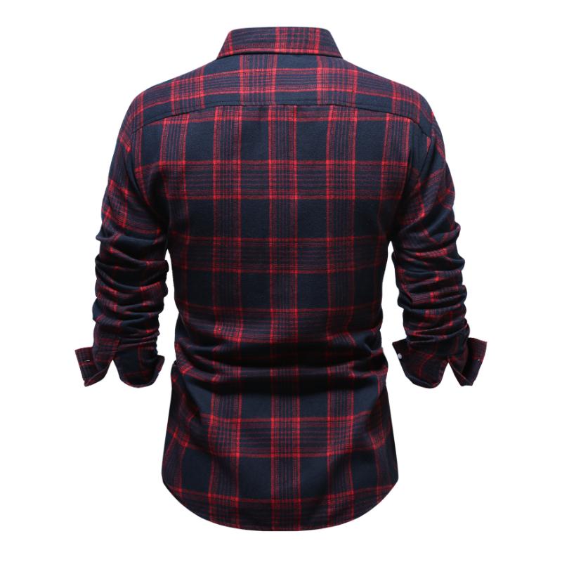 Men's Casual Brushed Plaid Long Sleeve Shirt 61107633Y