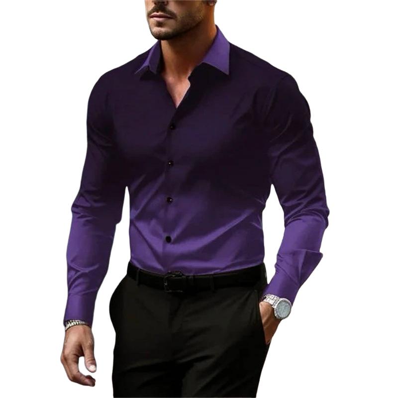 Men's Gradient Lapel Button Loose Long Sleeve Shirt 28602919X